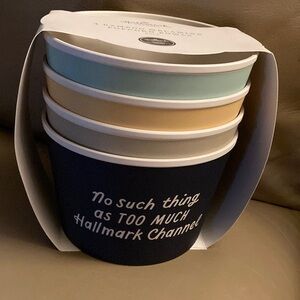 NWT Hallmark Bamboo Melamine Popcorn Bowls - Cream Tan Green Peach